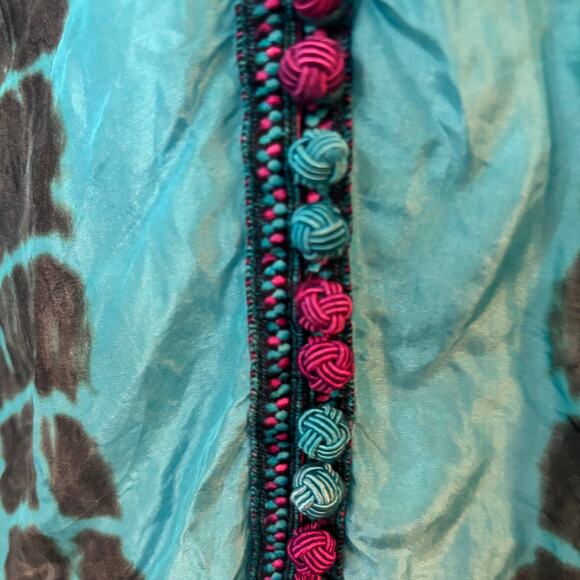 Soft Surroundings CURACAO 100% SILK Tunic Top size L BOHO Turquoise pink Resort - Picture 3 of 10